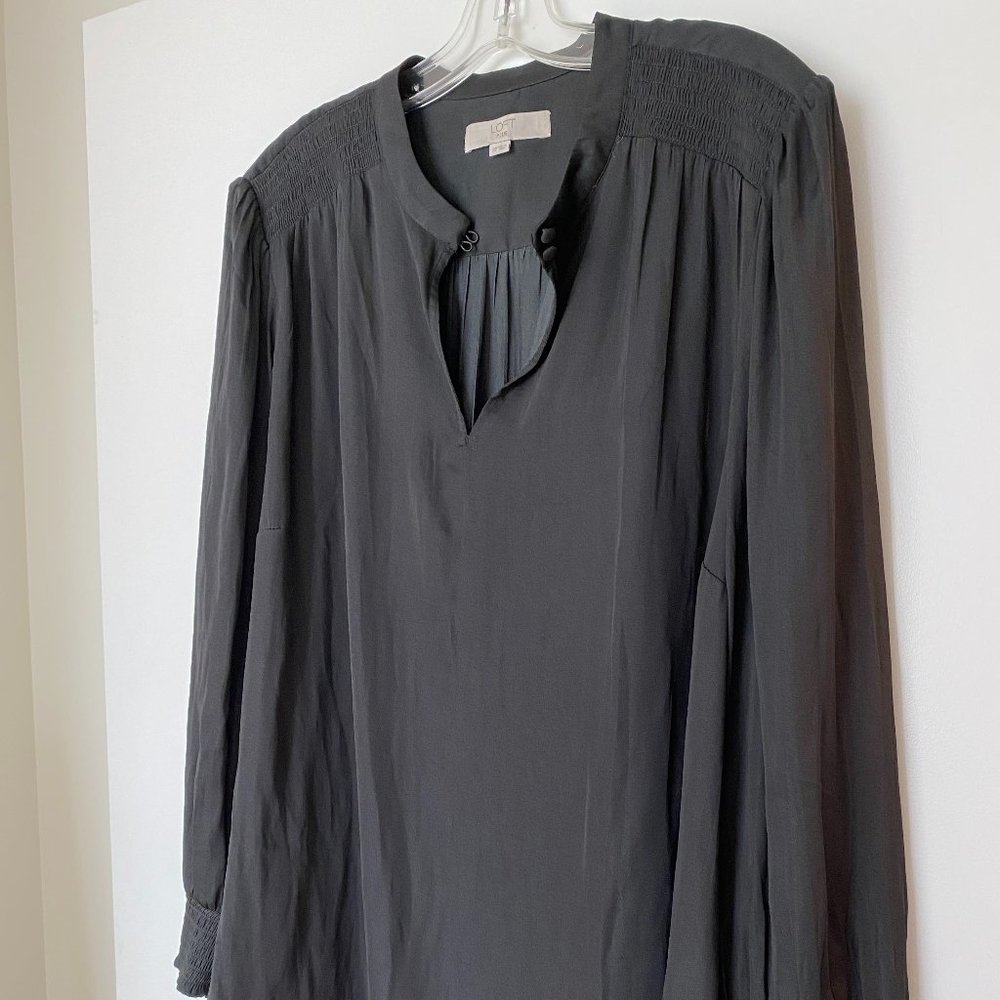 Loft PLUS Black Silk Blouse